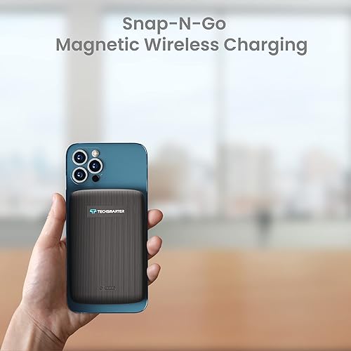 Miniatura 2 de TECHSMARTER Banco de energía inalámbrico magnético de 10000 mAh, cargador de teléfono portátil USB-C PD de 18 W. Compatible solo con iPhone 12, 13,