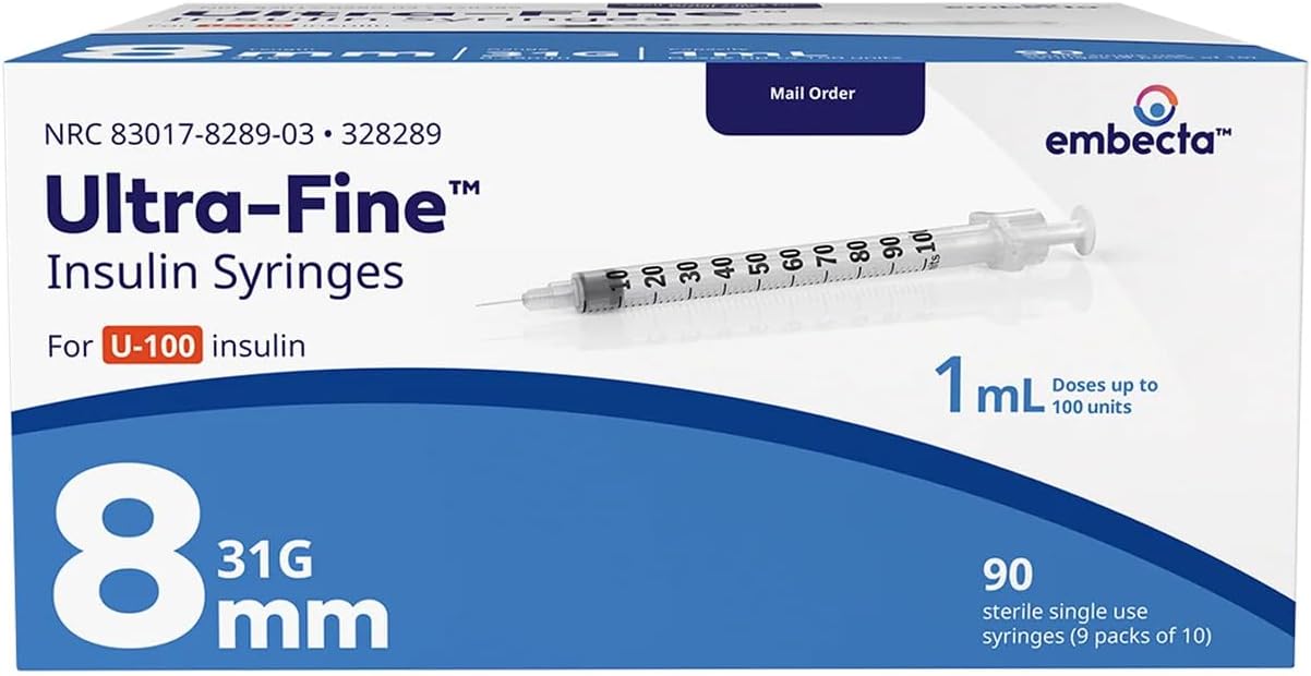 Insulin Syringes 31G 1cc 5/16" 90/bx