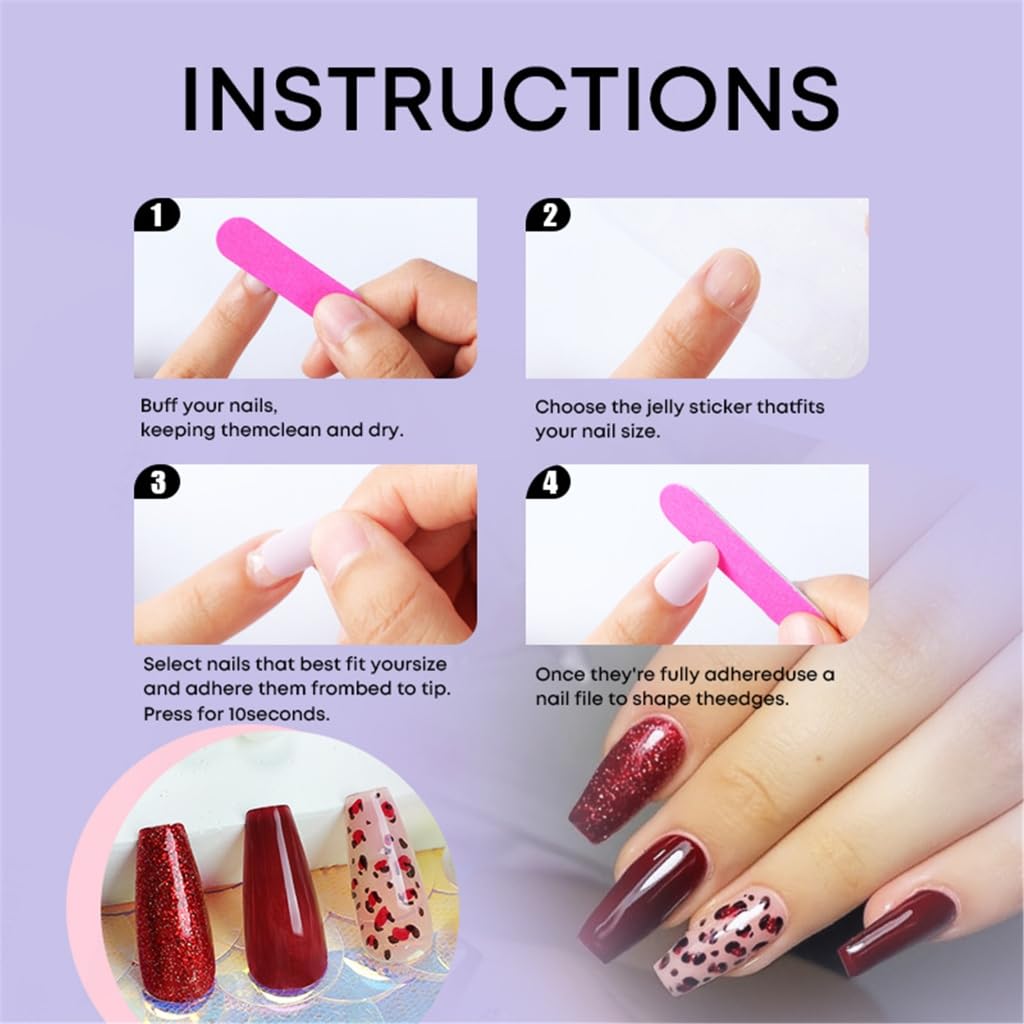 24 Pcs Glittering Acrylic Nails French Cats Eye Full Covers Stick on Nails Valentines Day False Nails