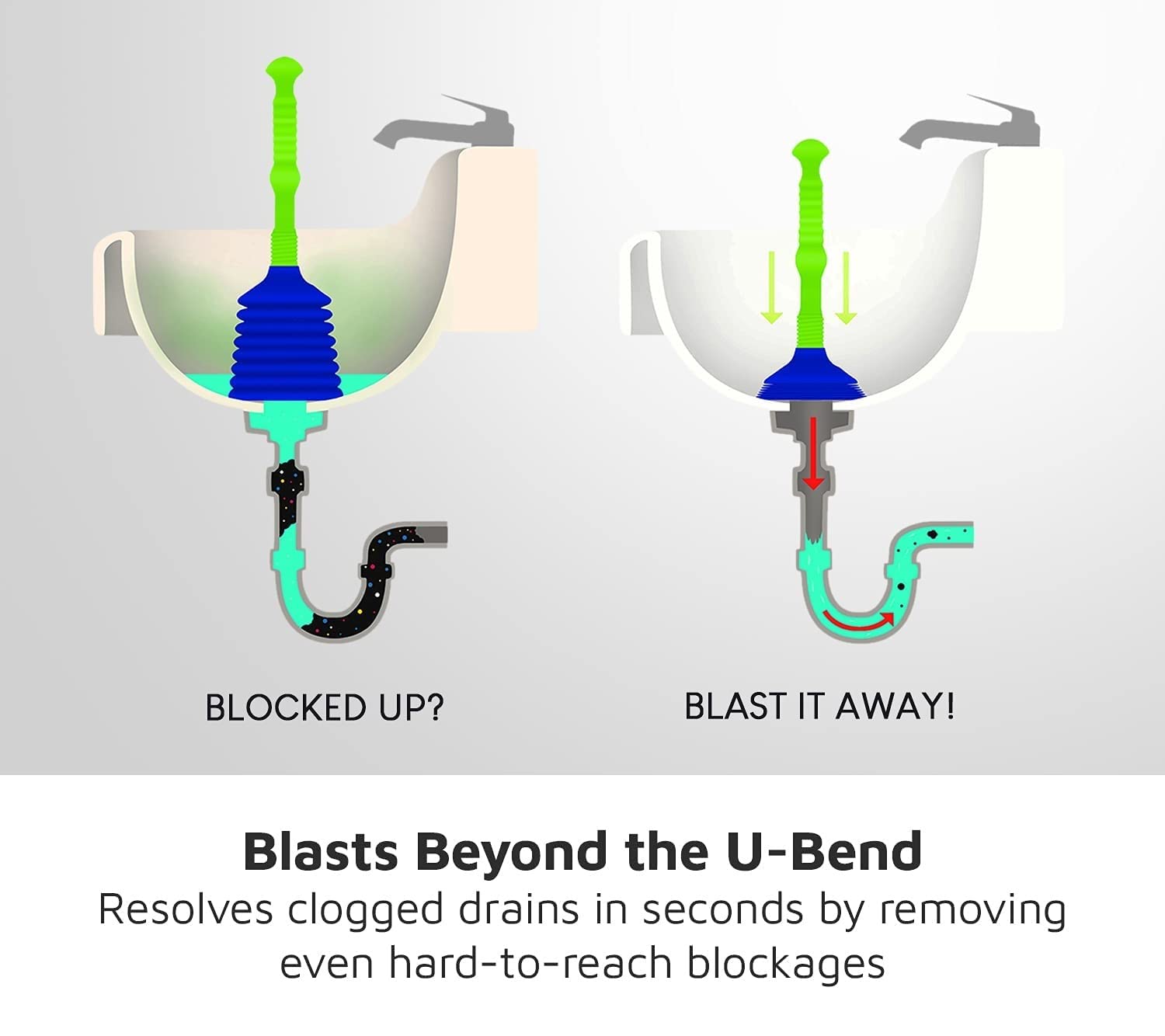 Dayish Sink Plunger Pipe Unblocker Cleaner Dredge Suction Device Toilet Dredging Pipe-Cleaner Wash Basin Unblocker Rubber Plunger Household Bathroom, Kitchen (Sink Plunger) 1