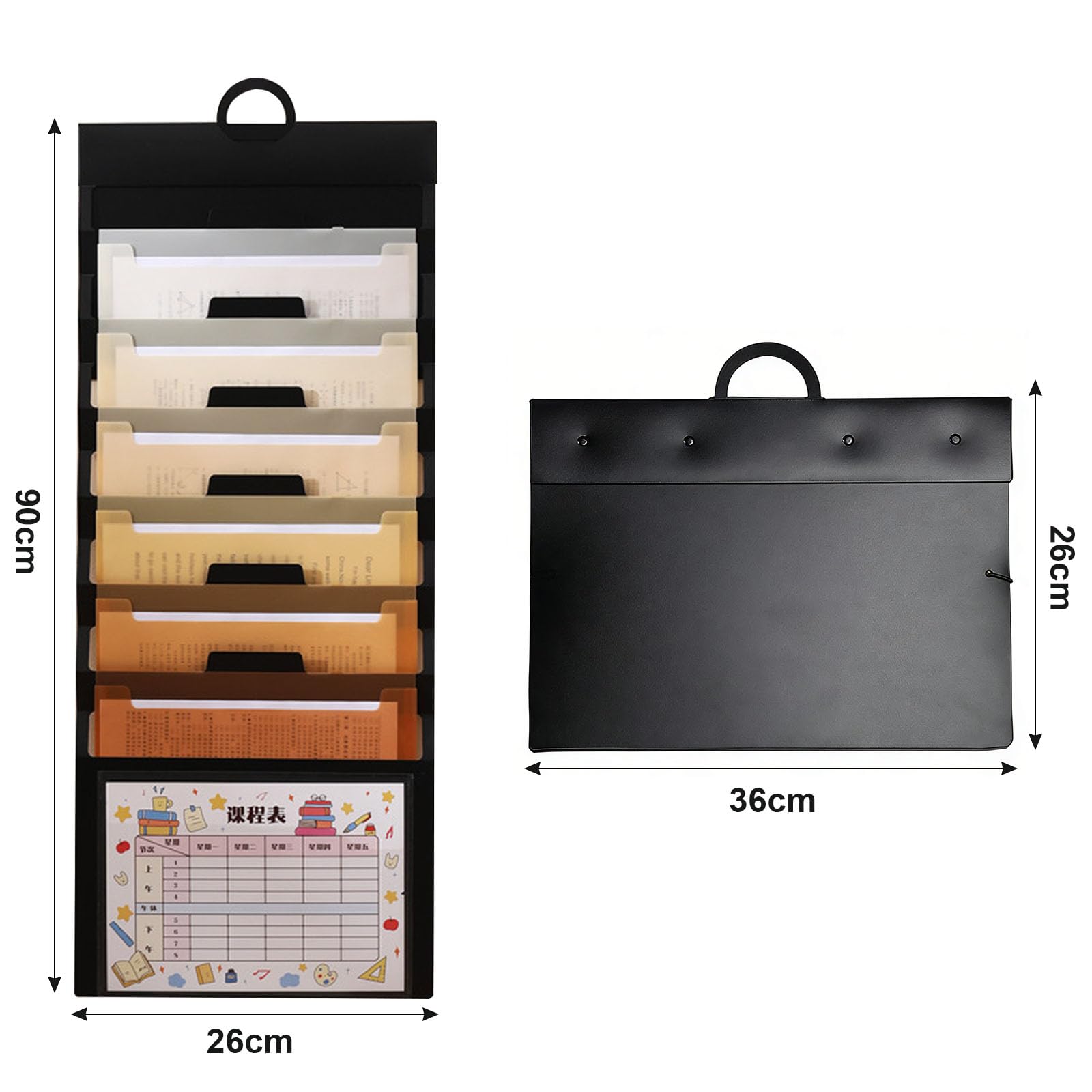 Colexy Portariviste da Parete, Portadocumenti con 6 Scomparti, Organizer da Parete per Ufficio e Classe (Marrone)