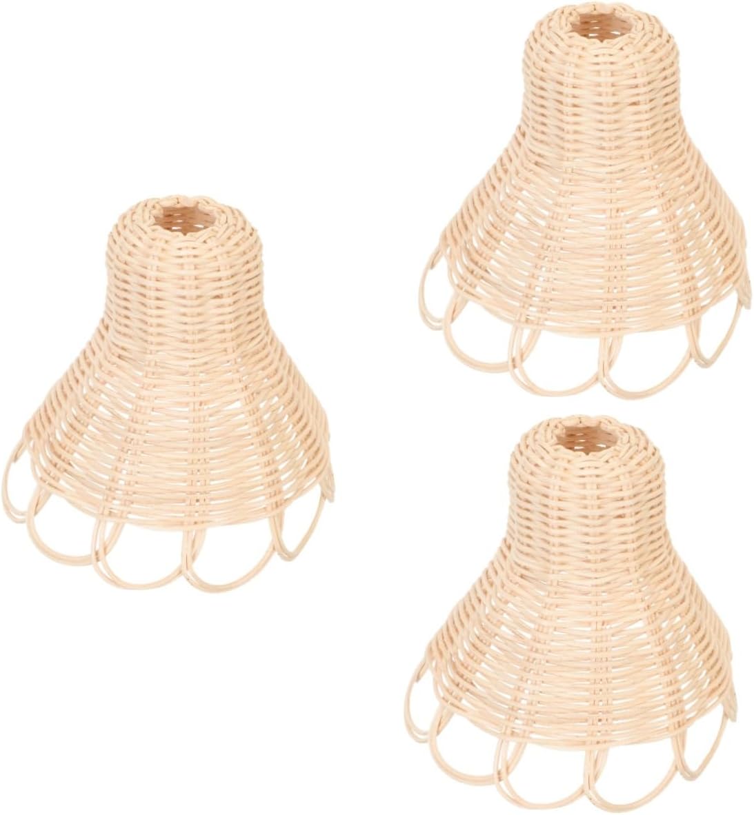 Cabilock 3pcs Rustic Rattan Woven Lamp Shade Vintage Ceiling Light Cover for Home and Restaurant Decor Softens Light for Boy Girl Rooms Corridors and Cafes