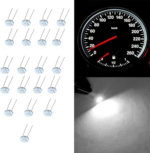 cciyu 20 mini bombillas blancas de 0.185 in-12 V, luces indicadoras de racimo velocímetro retroiluminación de repuesto para GM GMC