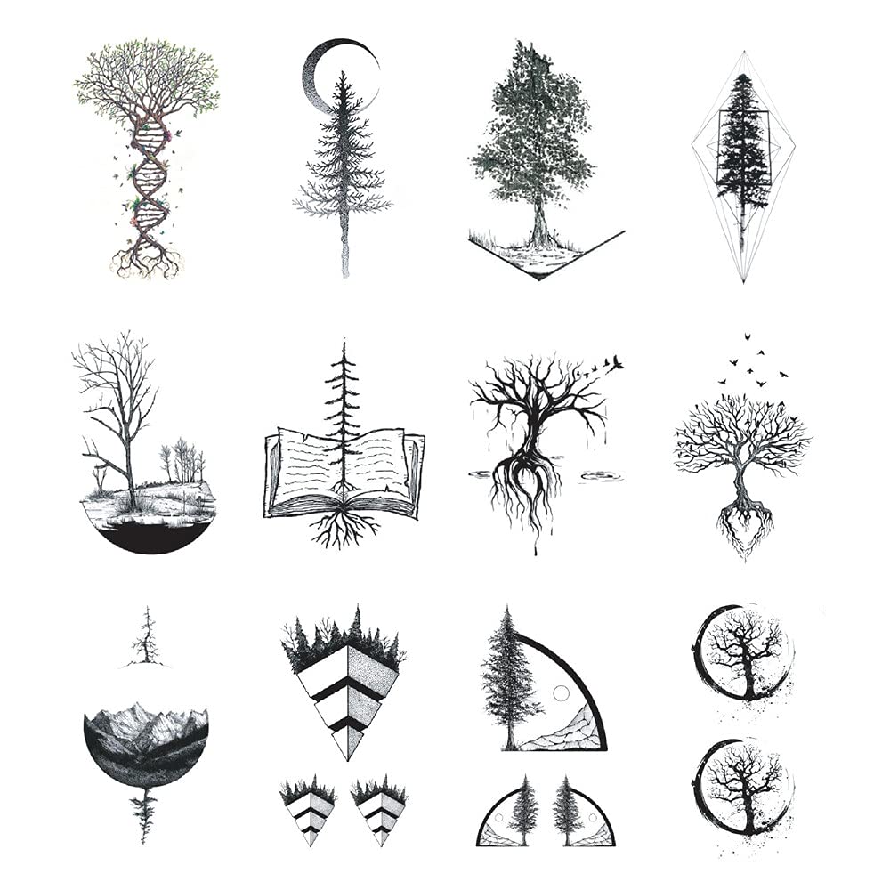 Amazon.com : SanerLian Black Tree Tattoo Sticker Temporary Fake Tatoo Arm  Hand Shoulder Back Men Women 10.5X6cm Set of 12 (SF138) : Beauty & Personal  Care