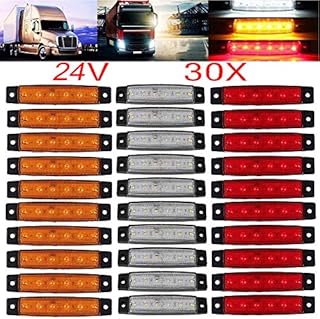 KYYET DC 24V LED Side Marker Lights 6 LED 2835 SMD Clearance Lamps for Truck Trailer RV Campervan Pickup Tractor Lorry SUV Boat Shockproof (10 pcs red+10 pcs white +10 pcs amber)