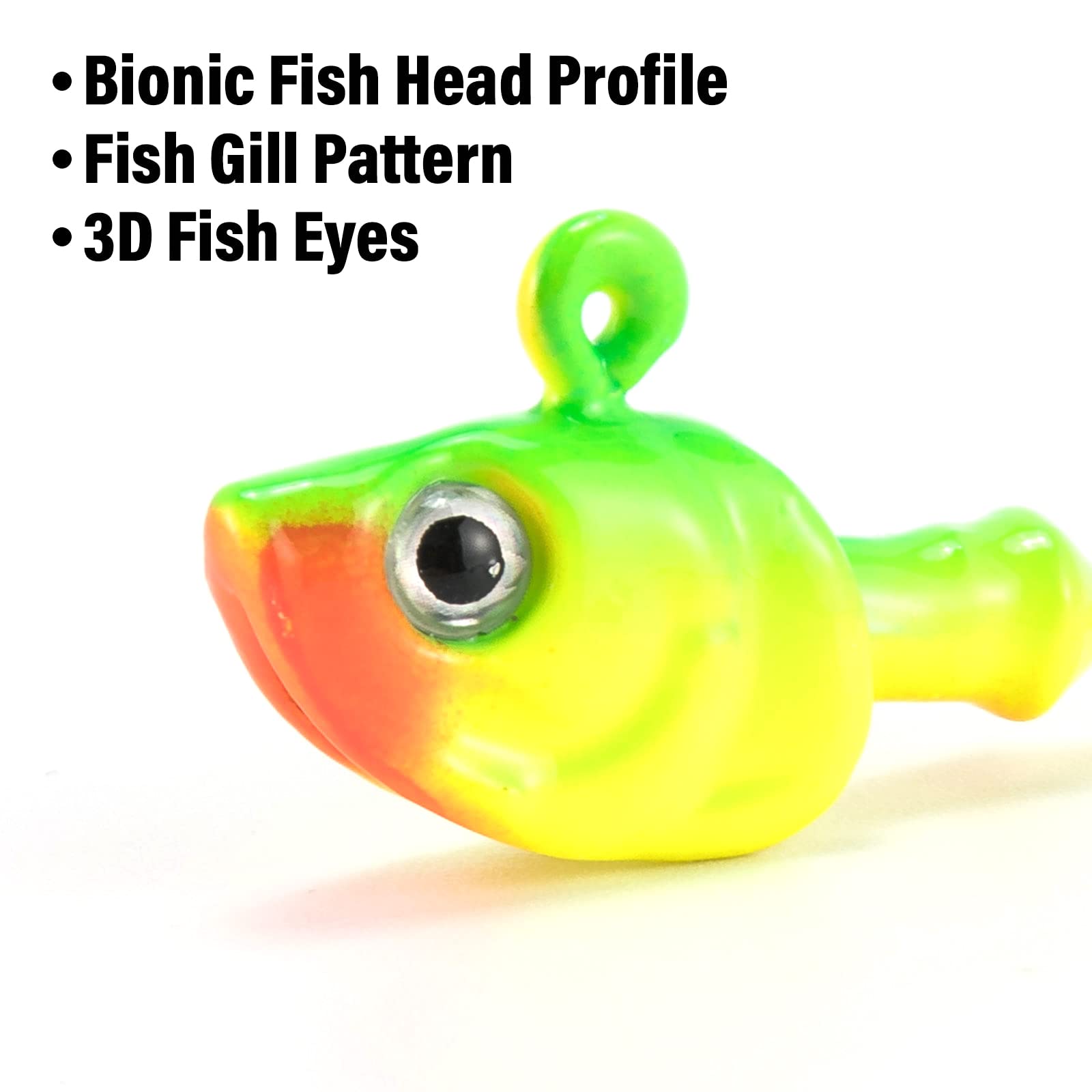 Dr.Fish 10 Cabezas plomadas para Pesca de Agua Salada, Ojos 3D, anzuelos de Acero de Alto Carbono, señuelo para Bar, Surf, Pesca, fletán, pompón, Bar