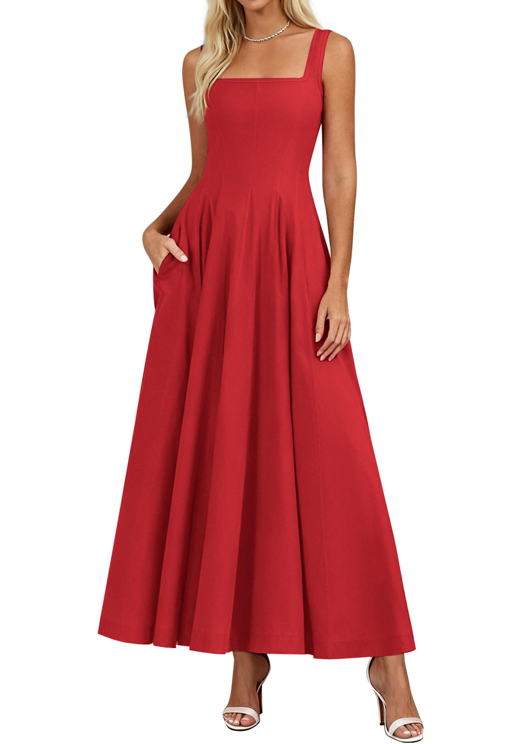 Cocktail Dresses for Women Formal 2026 Summer Sleeveless A Line Long Flowy Spring Wedding Guest Party Midi Dress