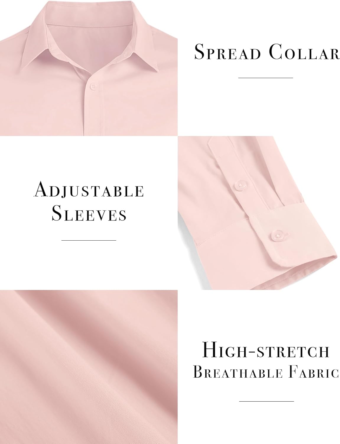 ZAFUL Mens Dress Shirts Slim Fit Button Down Long Sleeve Stretch Collared Shirt Cotton Wrinkle Free Button Up Mens Tops - Image 5