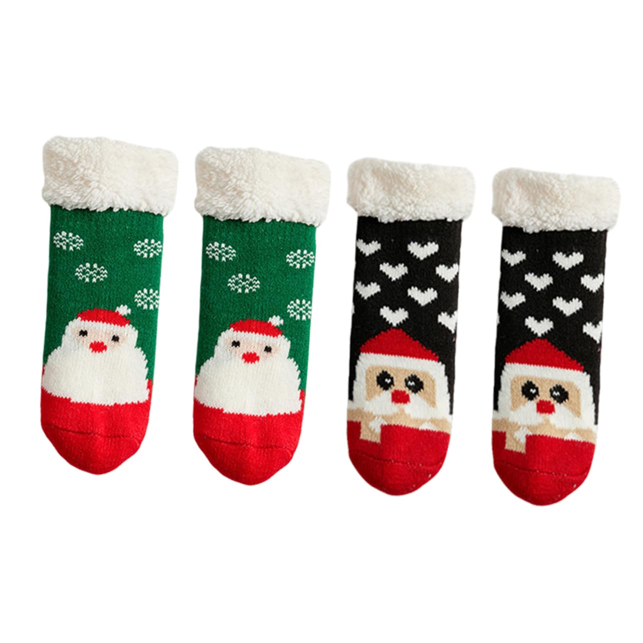 COLLBATH Funny Christmas Socks for Toddlers Non-slip Grip Socks Warm Thick 2 Pairs Xmas Themed