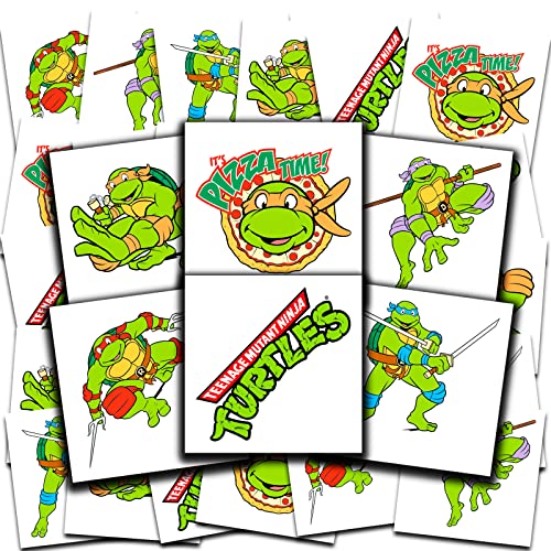 Teenage Mutant Ninja Turtles Tattoos Party Favors Bundle ~ 70+ Pre-Cut Individual 2" x 2" TMNT Temporary Tattoos for Kids Boys Girls (Ninja Turtles Party Supplies MADE IN USA)