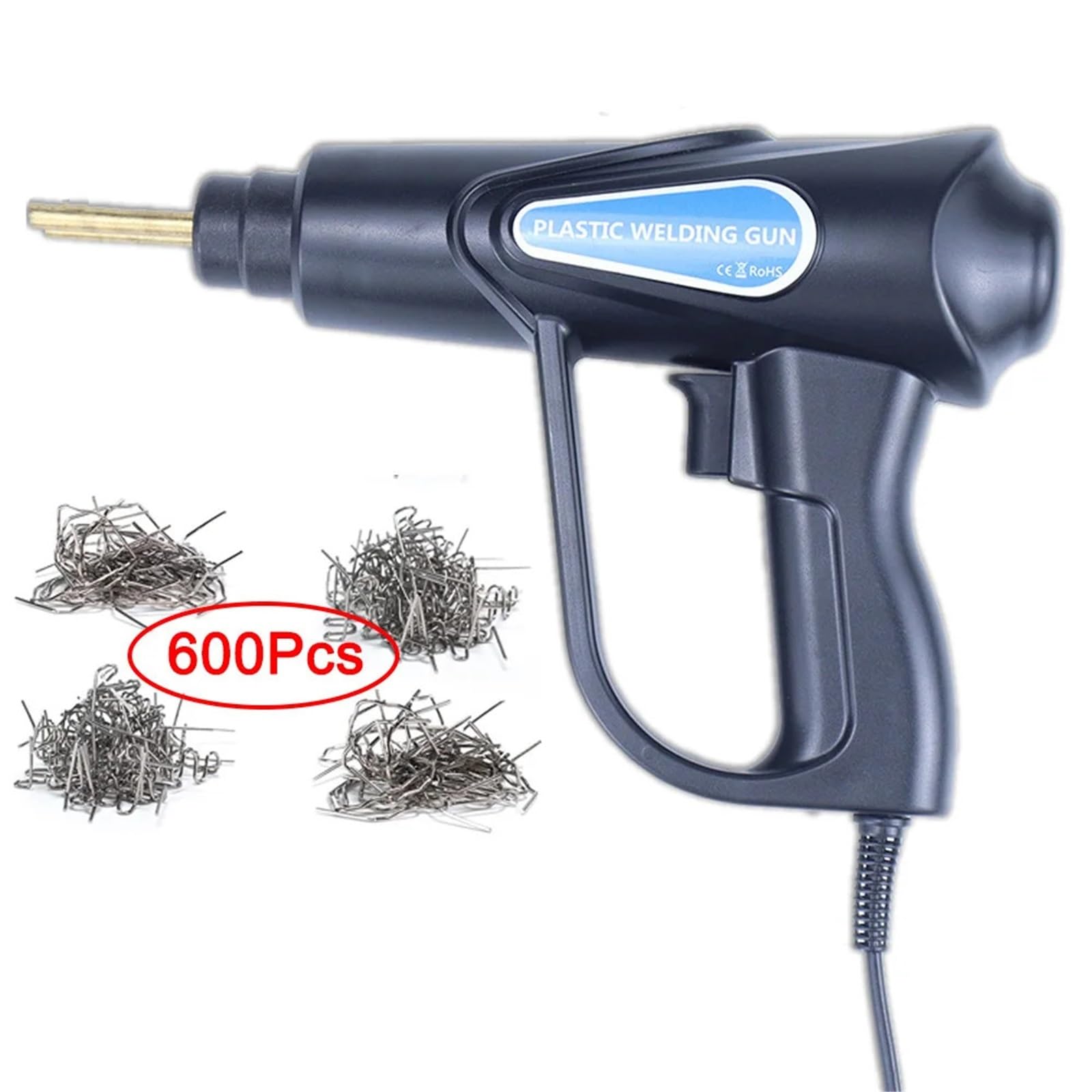 Zgrzewarka do plastiku Zestaw do spawania tworzyw sztucznych 70 W z 200/600 szt. gwoździ samochodów, napraw rur, projektów DIY, maszyna(600Pcs Nails)