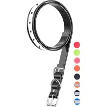 Dog Reflective Collar Belt for Most of Electronic Training Shock Collar Receivers-Adjustable Durable Waterproof Strap Replacement for Barking Collar Fence-Pet Reflect Light TPU Collar Strap