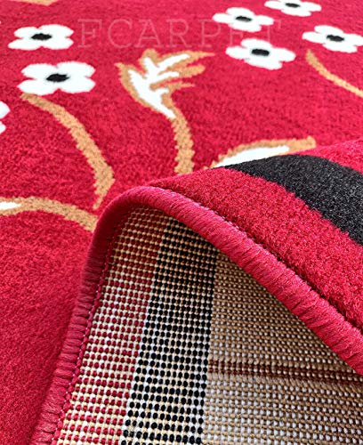 Image of Floral Rectangular Carpet Velvet Touch 6.0X 8.0 Feet Red F