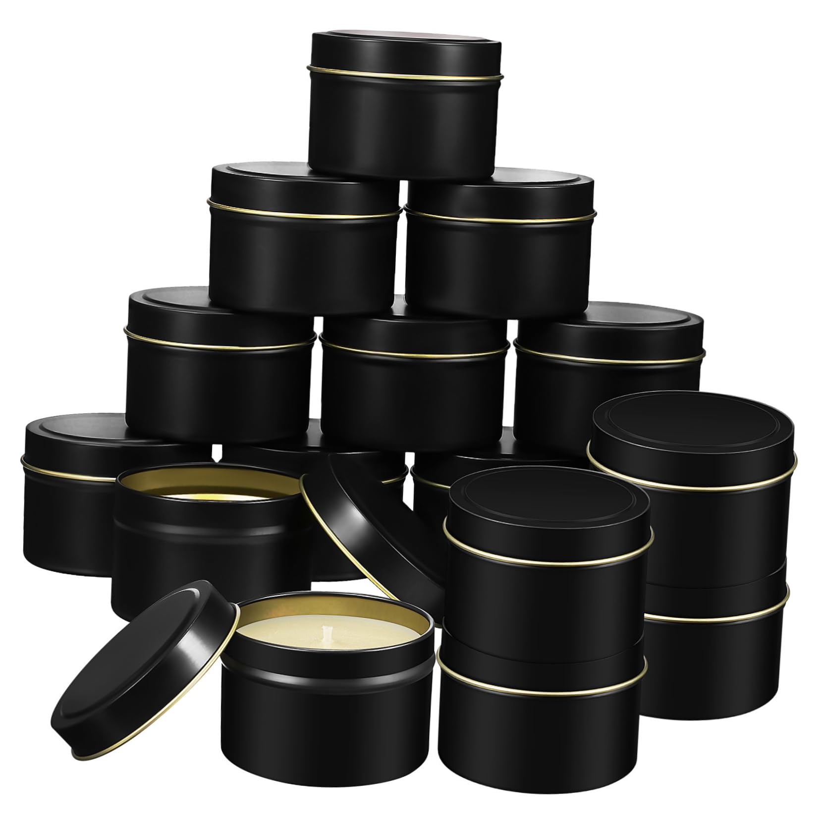 Happyyami 24ct Tinplate Aromatherapy Jars Round Candle Making Containers for DIY Decor Jar Candles