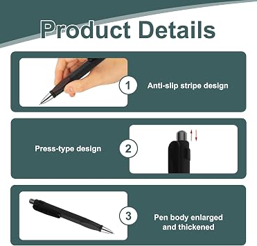 4 Pack Extra Large Ballpoint Pens with 12 Refills, Easy Grip Jumbo Pen, 1.0mm Retractable Chunky Pens for Elderly Weighted Jumbo Pen Wide Barrel Comfort Writing Pen for Office School Adults Seniors