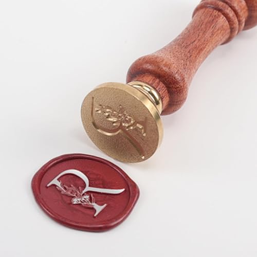 Miniatura 3 de ONWINPOR - Sello de cera del alfabeto R, juego de sellos de cera de hojas de eucalipto con letra R para invitación de boda, sobre y tarjeta de