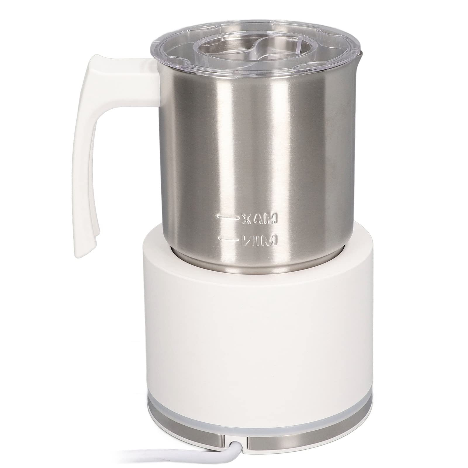 Haofy Espumador de Leche Eléctrico Jarra de Acero Inoxidable de 250 Ml con Funcionamiento Silencioso y Diseño Desmontable para café en Casa, Rutina Matutina, Cocina Pequeña (WHITE)