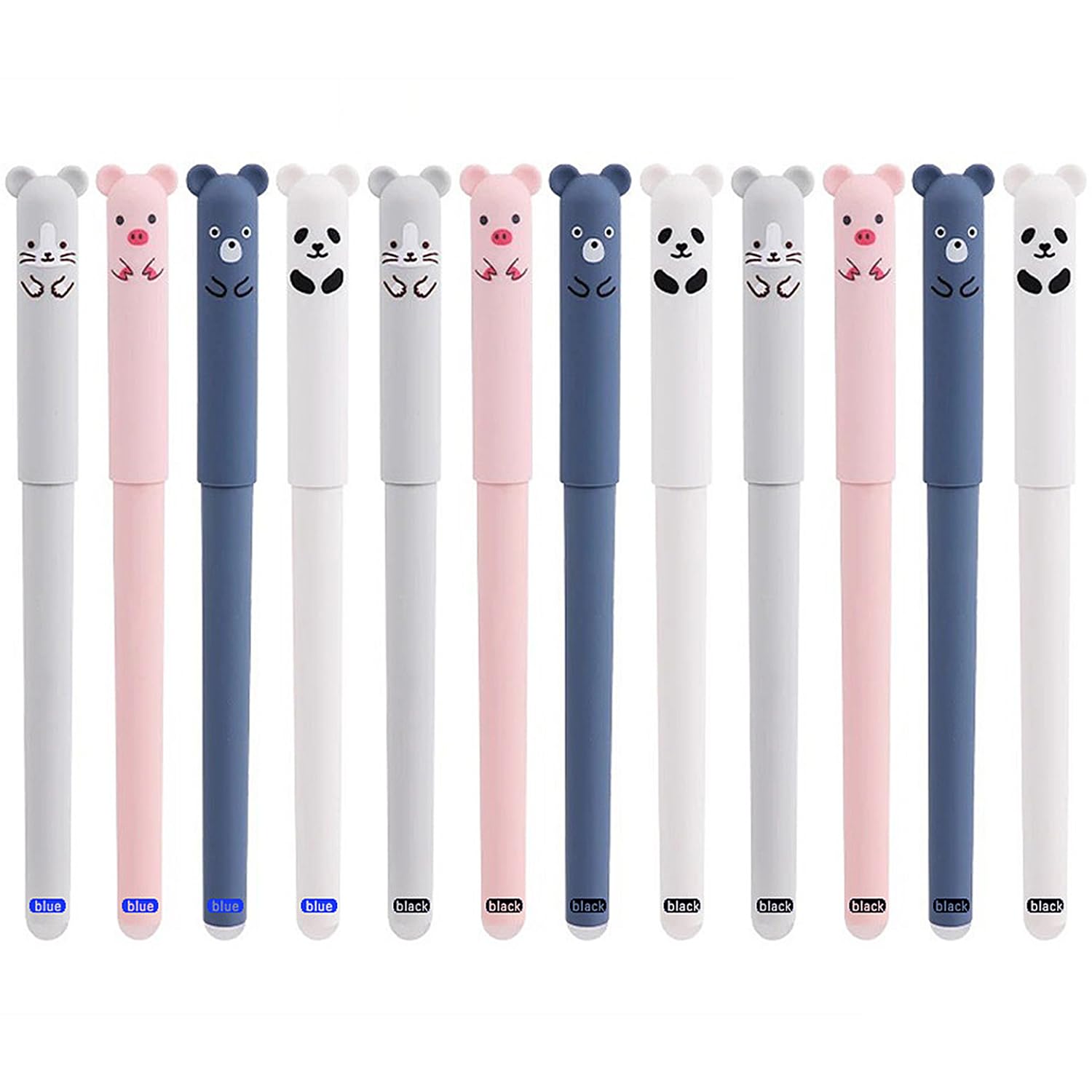 LCHYI 12pcs Erasable Pens Cute Kawaii Pen, Black And Blue Erasable Gel Pens, Pen Set For Notes, Notepads, Children'S Gifts, School Stationery And Office Supplies (12)
