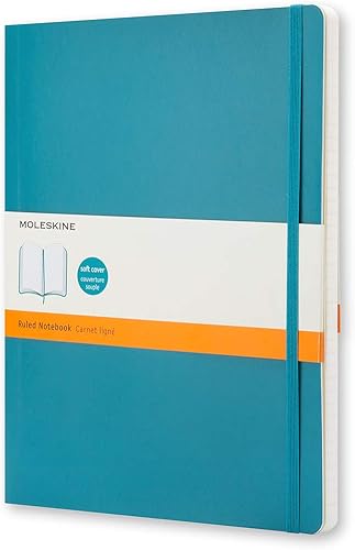 Vista 219 de Moleskine - Cuaderno clásico, tapa blanda, tamaño XL (7.5 x 9.5 pulgadas), a rayas/rayado, azul zafiro, 192 páginas Negro