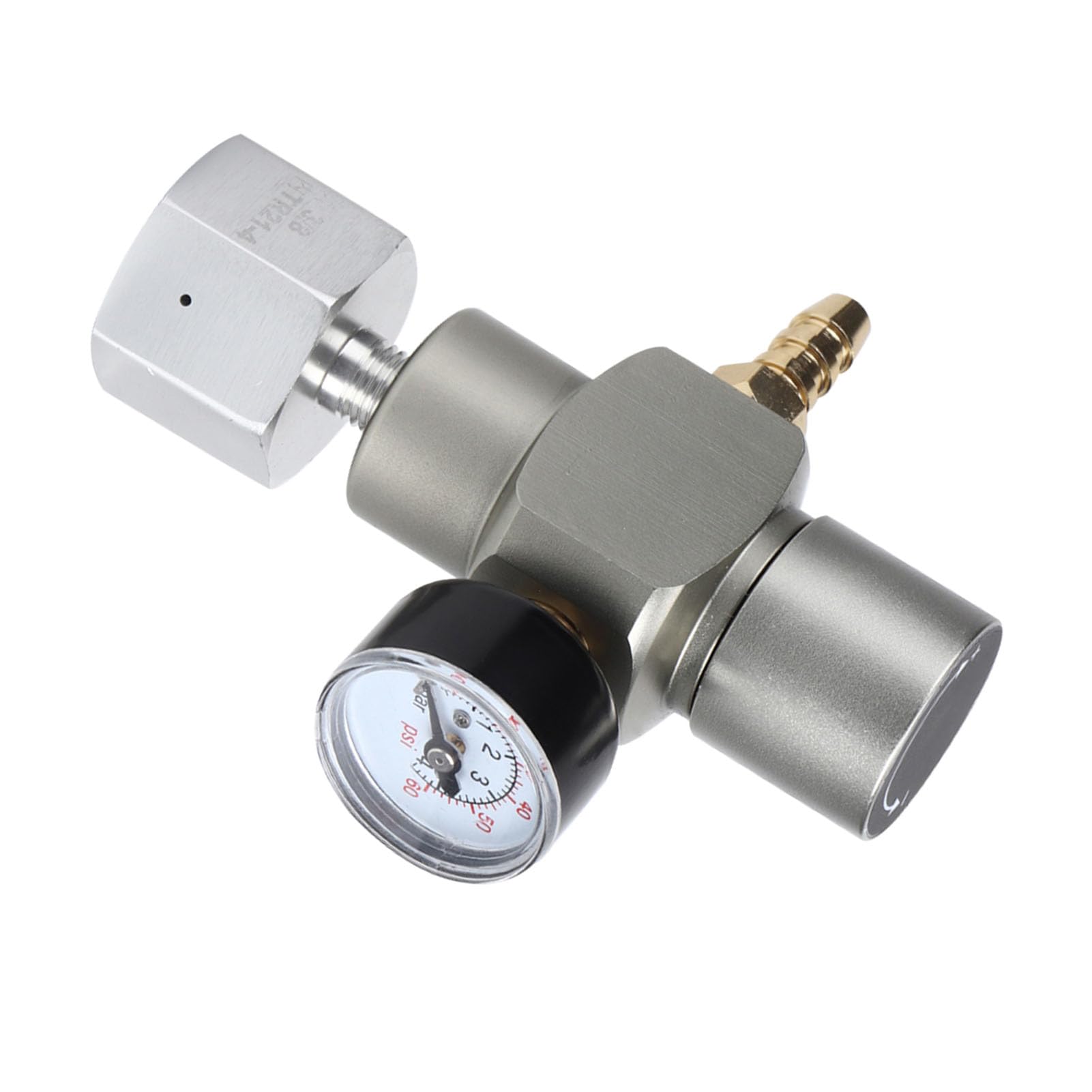 Aoresac Mini regolatore di gas CO2, manometro di soda con adattatore da 3/8" a TR21.4.2 in 1 per serbatoio di gasatura con cartuccia di CO2 da 12/16 G, manometro basso