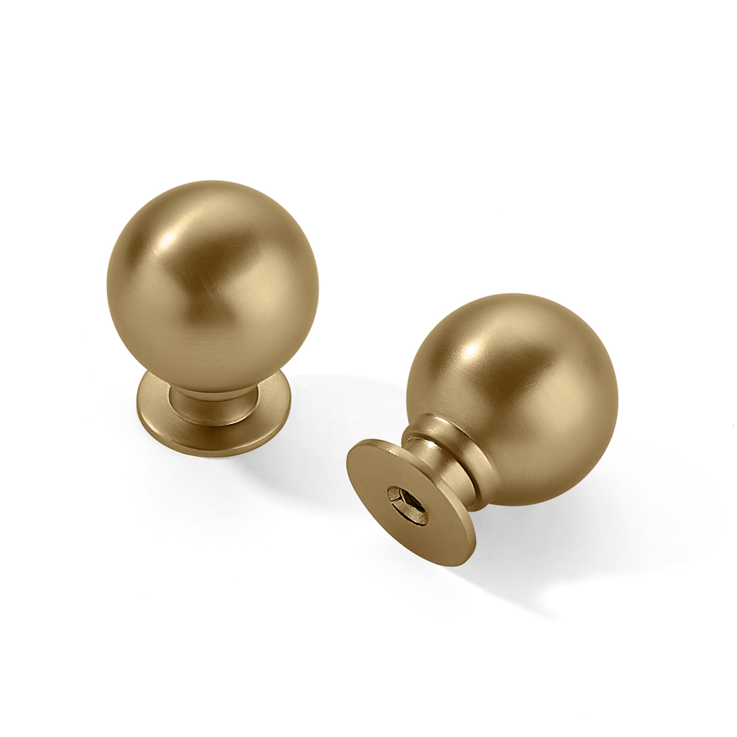 CABDM 15 Pack 1 Inch Vintage Ball Brushed Brass Cabinet Knobs Kitchen Cabinet Hardware Brushed Gold Drawer Knobs Pulls for Drawers.