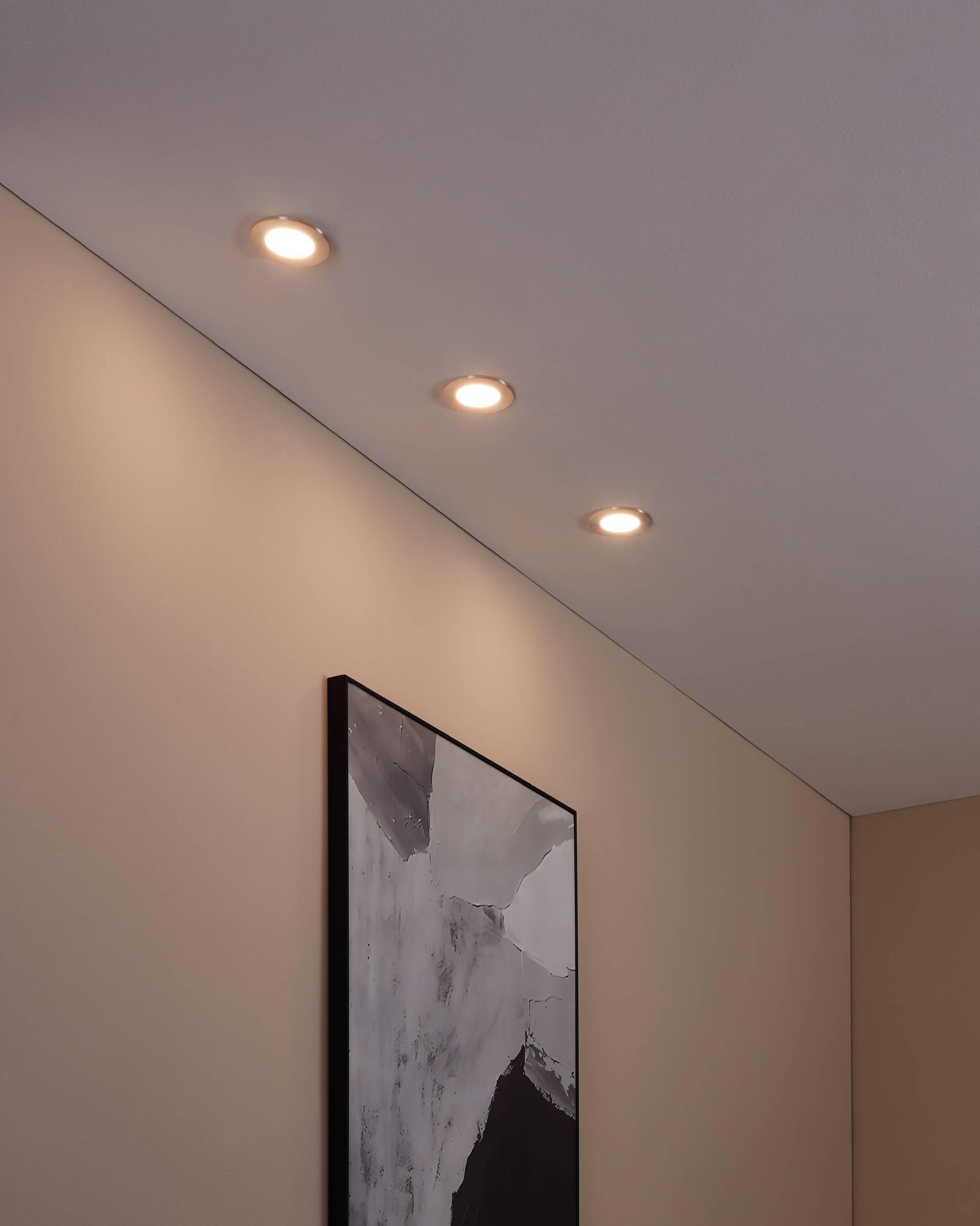 EGLO connect.z Smart-Home 3er-Set LED Bad-Einbaustrahler Fueva-Z, Ø 85 mm, ZigBee, App und Sprachsteuerung Alexa, warmweiß-kaltweiß, dimmbar, 3 Metall Einbauspots nickel-matt, IP44