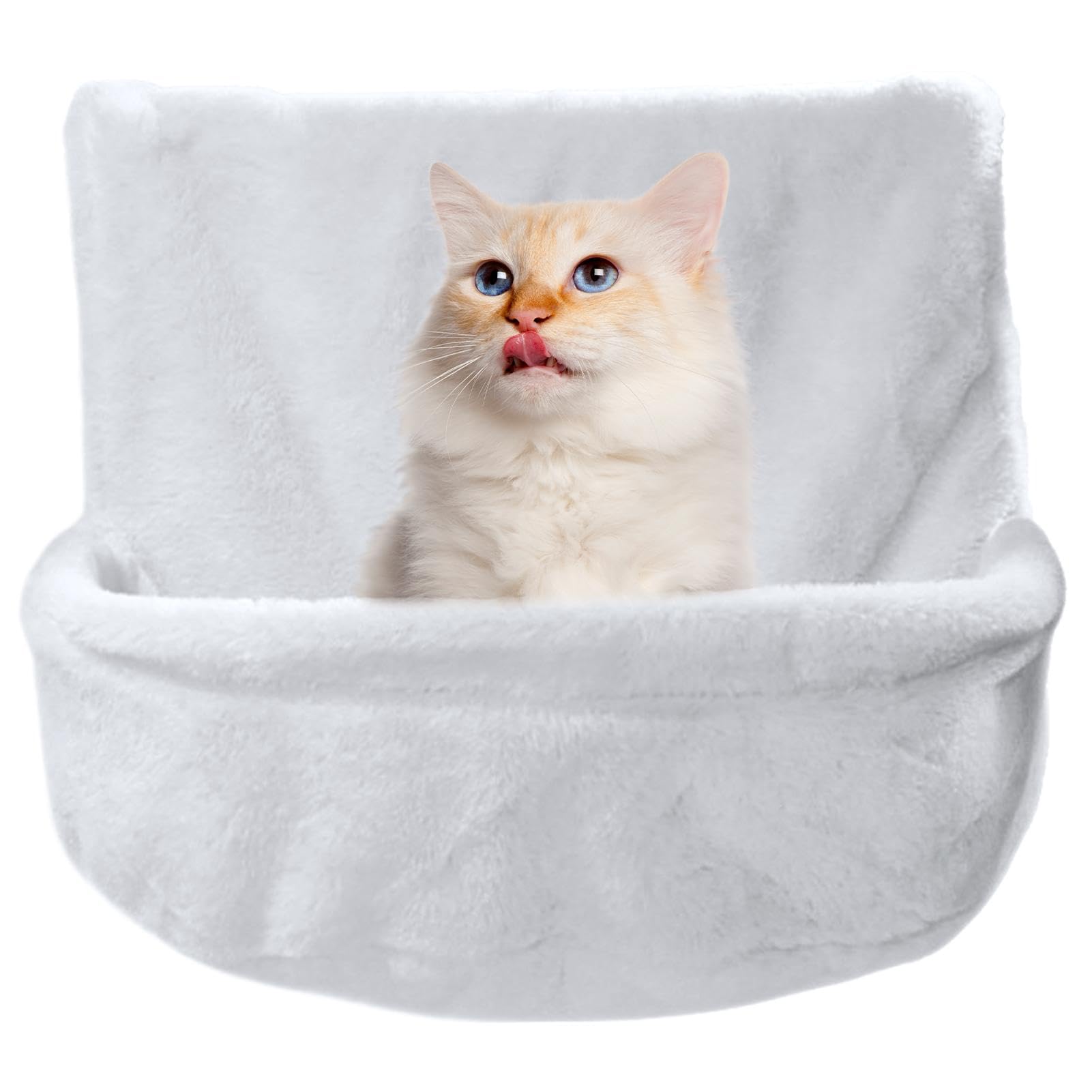 Alféizar de ventana para banco de gatos, hamaca para gatos, hamaca para | gatos con respaldo de silla, saco de con marco de cama de metal, resistente y segura, cálida y acogedora felpa