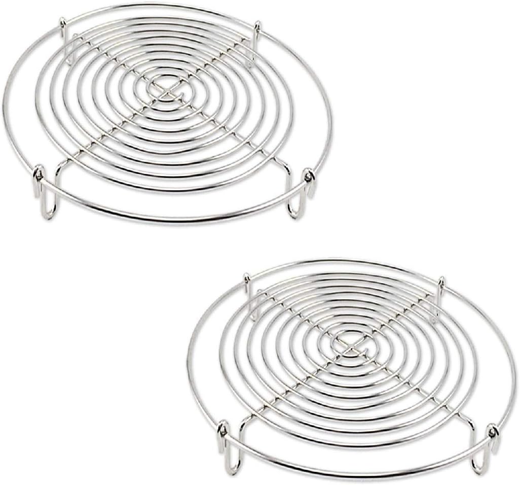 Round Steamer Rack and Cooling Rack,Wire Steamer Kettle Rack Holder Fit For All Pots Pans Up,Stainless Steel For Cooking 5-Inches (2)