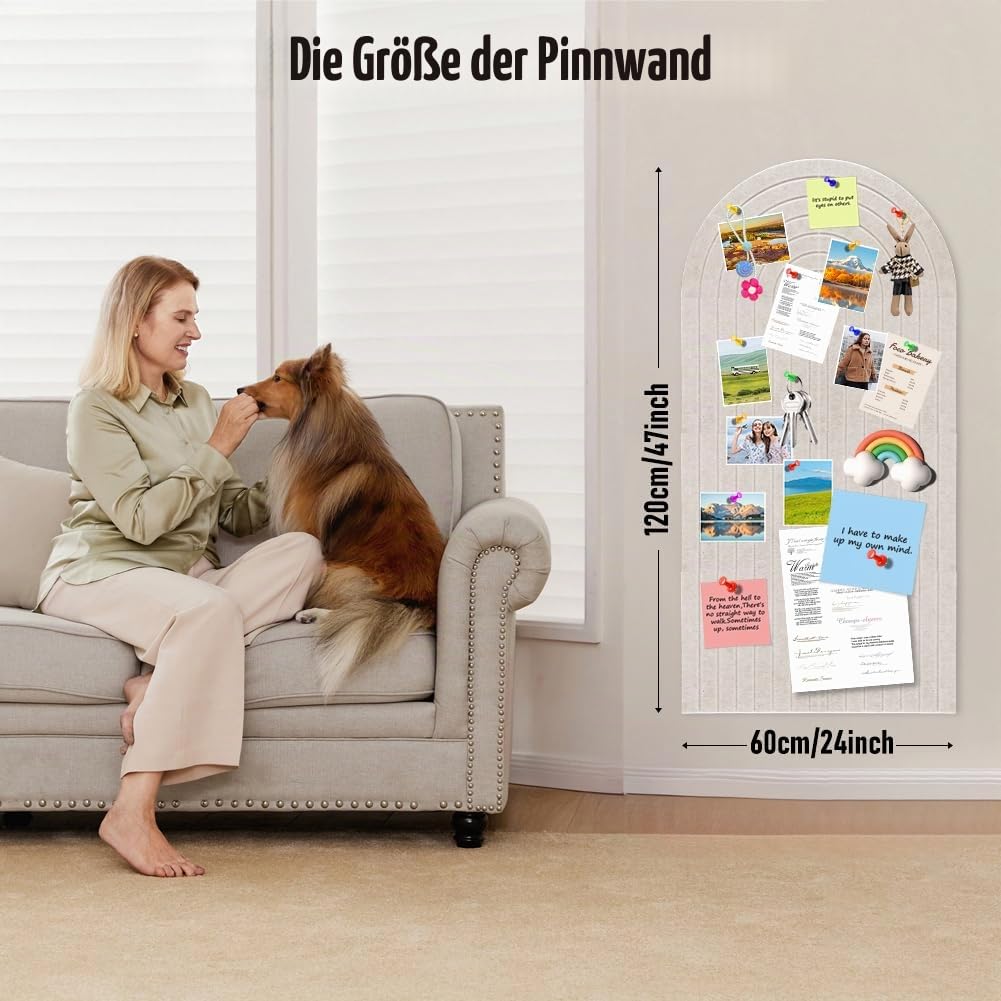 Große Filz Pinnwand Selbstklebend, 60x120cm Filzpinnwand 1 cm Dicke Dekorative Pinnwand aus Filz,Vision Board Ohne Bohren Faltbare Fototafel Memo Board Felt Bulletin Board für Büro,Schule,Kinderzimmer