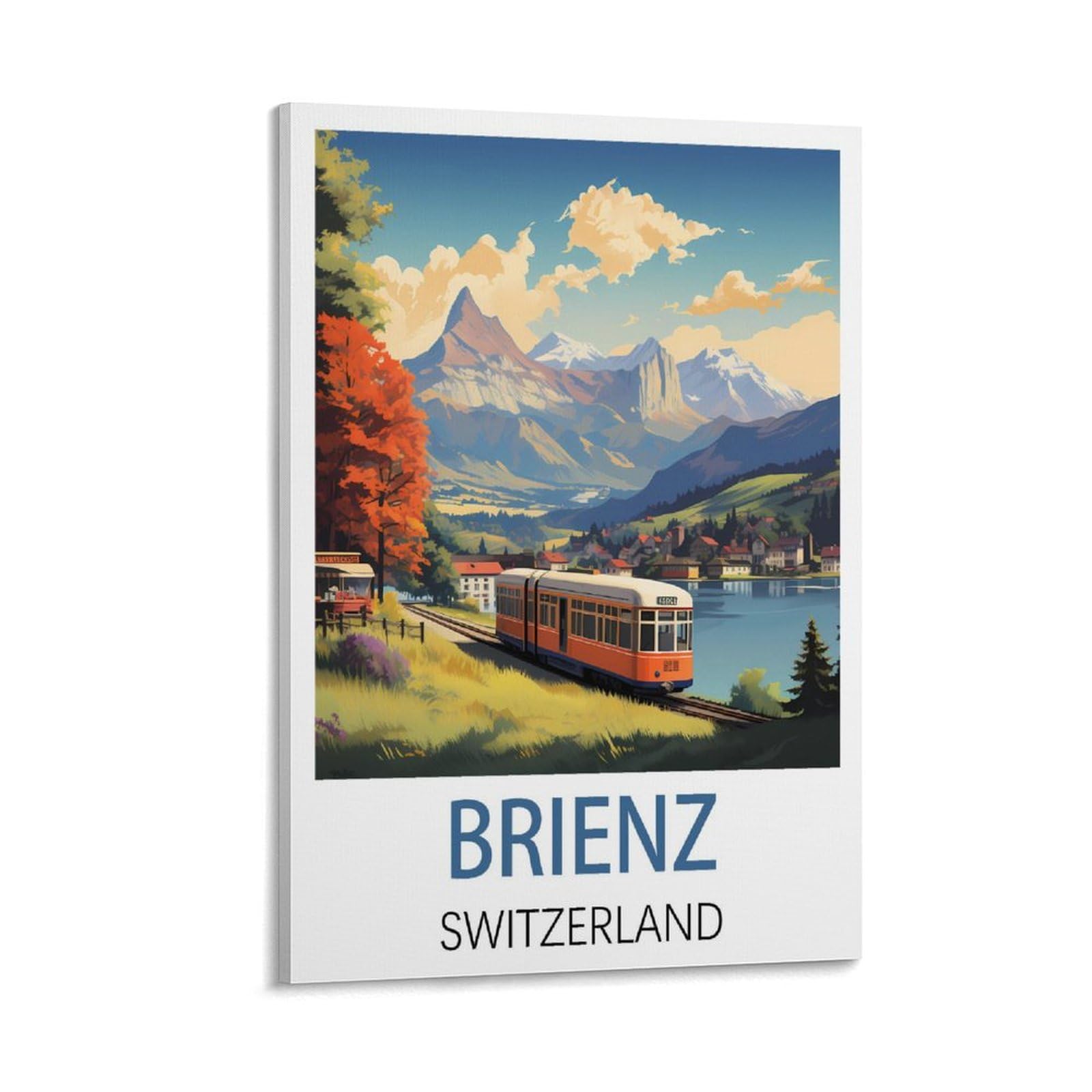 Zbbggoz Frame-Style Brienz Switzerland Vintage Travel Posters 24X36inch(60X90cm) Canvas Wall Posters And Art Picture Print Modern Family Bedroom Decor