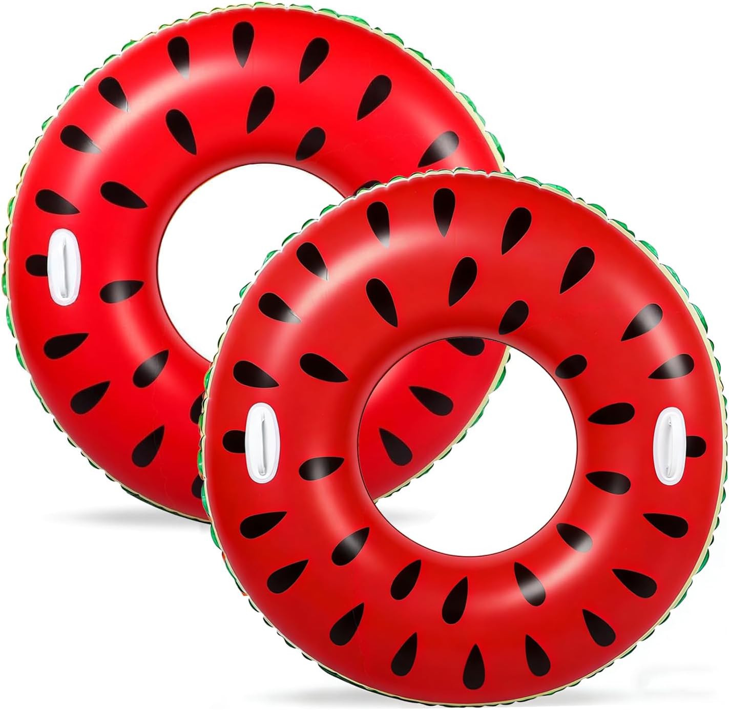 2PCS XL Fruit Pool Floats for Adult 47" Striped Swim Ring Pool Floaties Inflatable Swimming Pool Raft Party Water Summer Beach Lounger Float Party Supplies