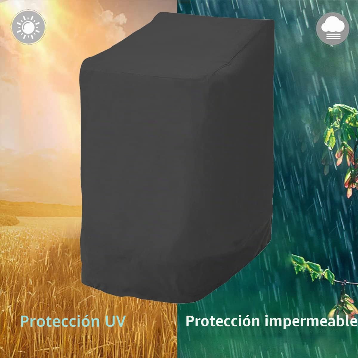 Cubierta para sillas de jardín apilables para 6 sillas de protección para sillas apilables, resistente al agua, resistente a los rayos UV, hecha de tela Oxford 210d adecuado para silla de jardín (2)