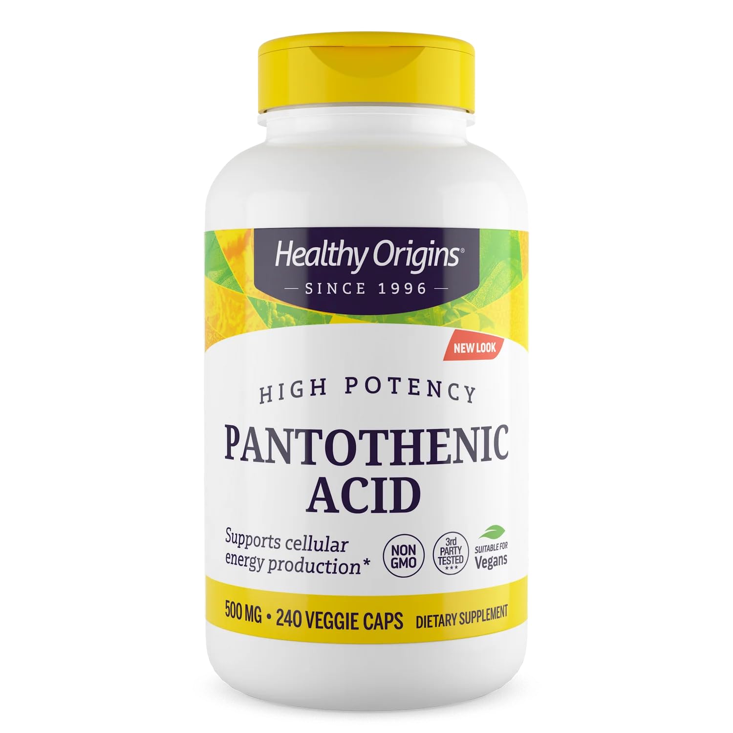 Pantothenic Acid, 500 mg - Pantothenic Acid Supplement - Supports Energy Metabolism - with Calcium - Non-GMO & Gluten-Free - 240 Veggie Capsules