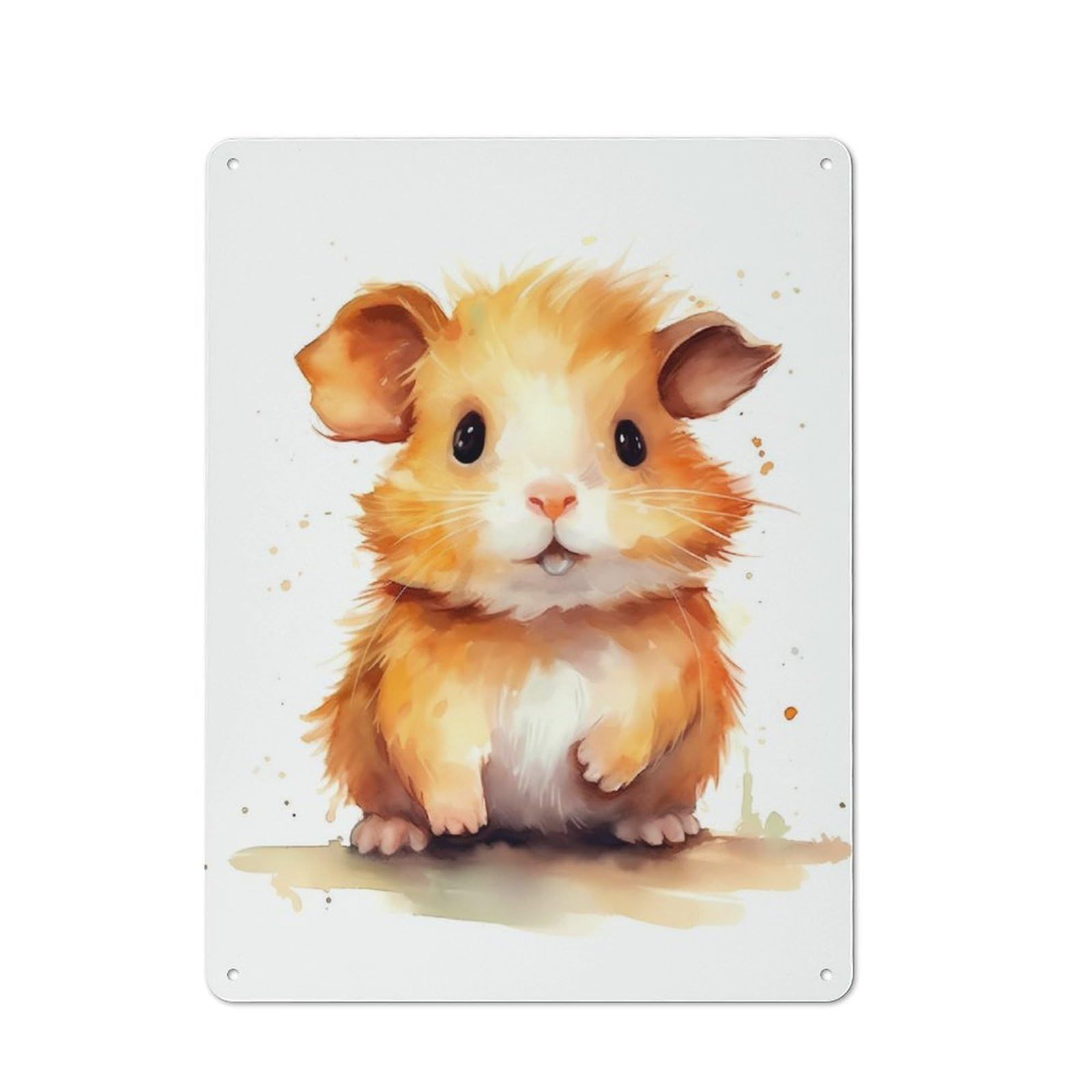 Junmoney Guinea Pig Watercolor Tin Sign 40X30cm With For Café Or Home Bar, Rustic Decor, For Café-Style Decor Fans