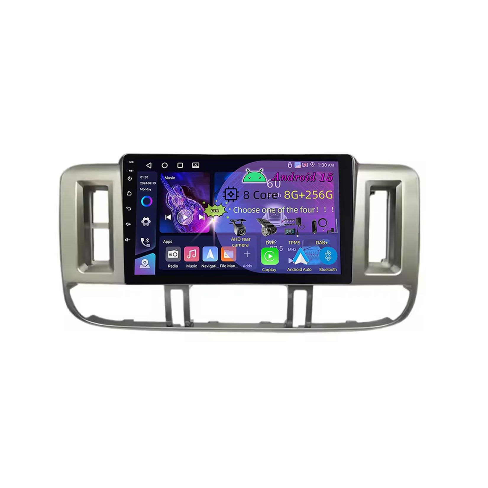 9-calowy, podwójny DIN, samochodowy system stereo z systemem Android 15 do Nissana X-Trail 2001-2006, z kamerą cofania Car Play, sterowaniem z kierownicy, Bluetooth, GPS, radiem FM i Wi-Fi (