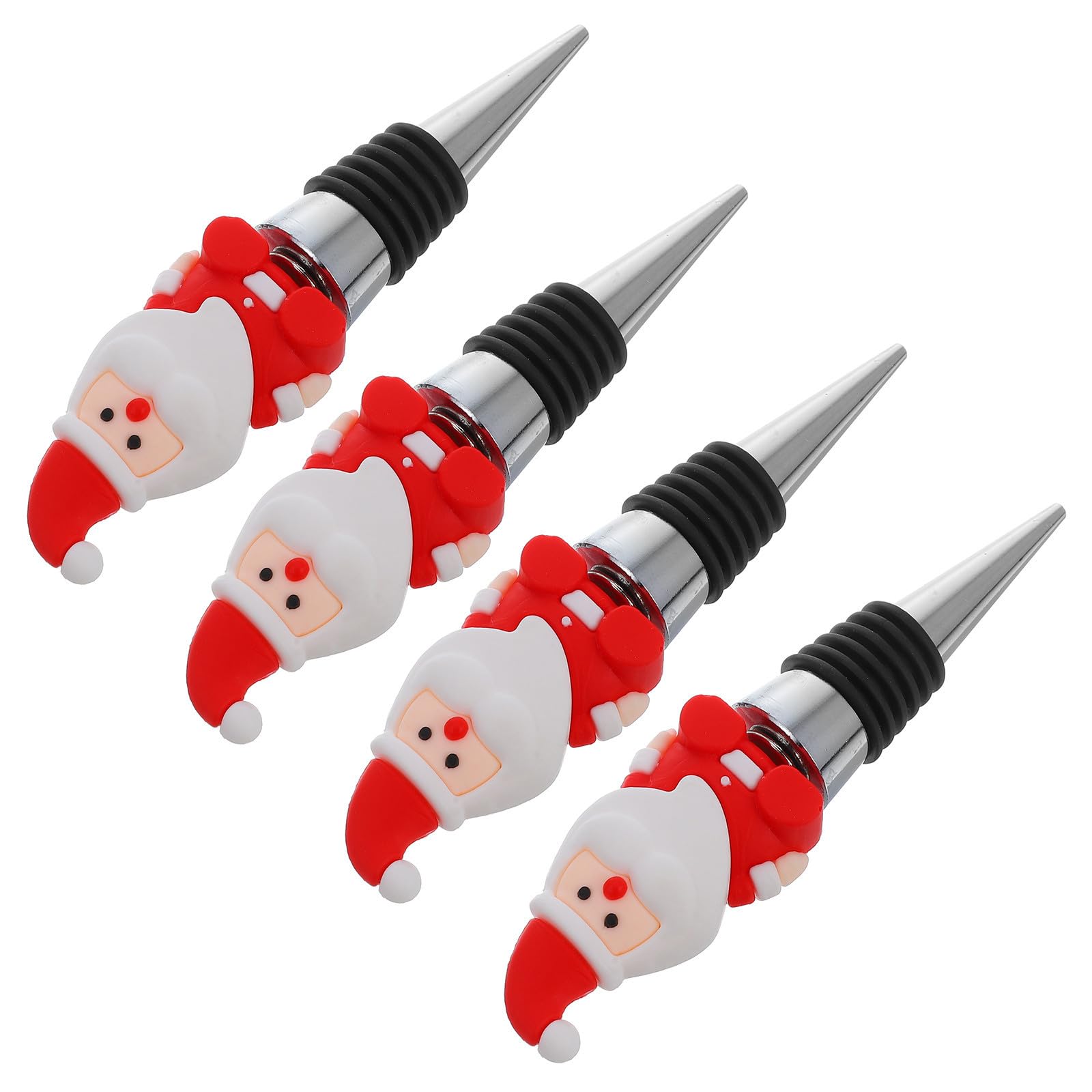 TOYANDONA 20 Piezas Tapón de Vino de Papá Noel Rojo para Fiesta Navideña | Pvc y Aleación de Aluminio, Sellado para Conservar Sabor, Detalle Festivo para Familia y Amigos