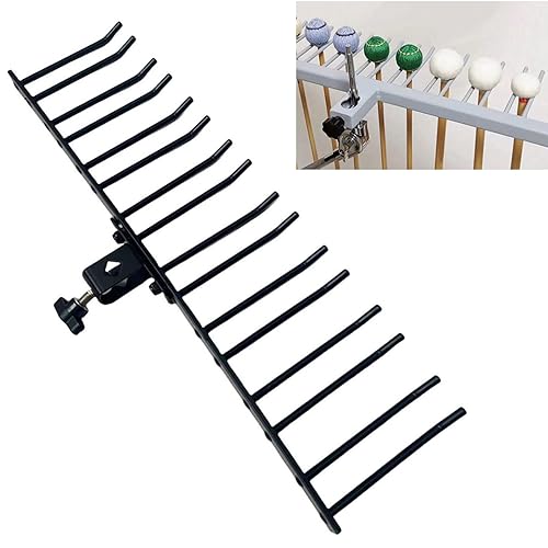TUOREN Drum Mallets Mount Holder Mountable Multi Pair Marimba Timpani Mallets Organizer Hanging Rack for 3/8'' to 7/16'' Diameter Percussion Mounting Rod (8 Pairs Mallets