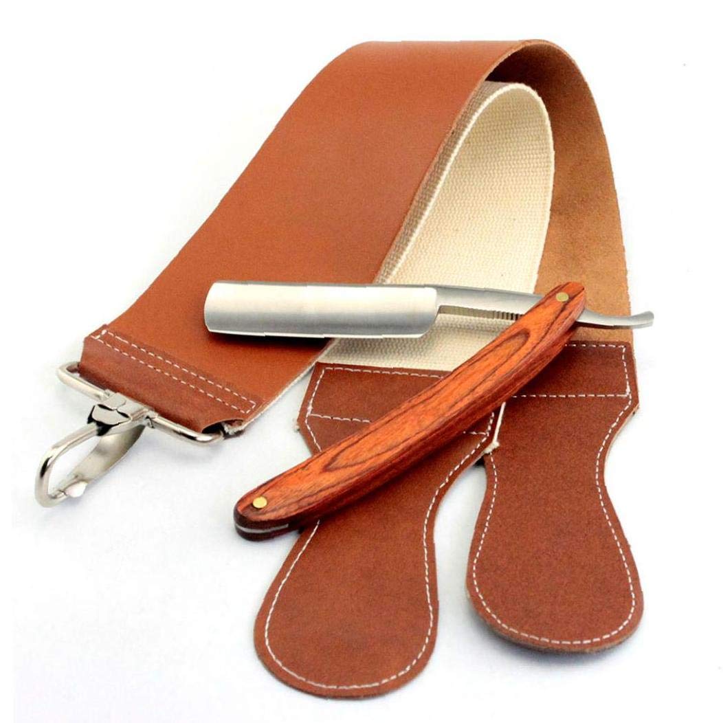 Bongles As Shown 1 Pc Double Layer Leather Razor Strop Shaving Sharpener Strap Barber Genuine Leather Straight Razor Sharpening Belt Shaving Accessories
