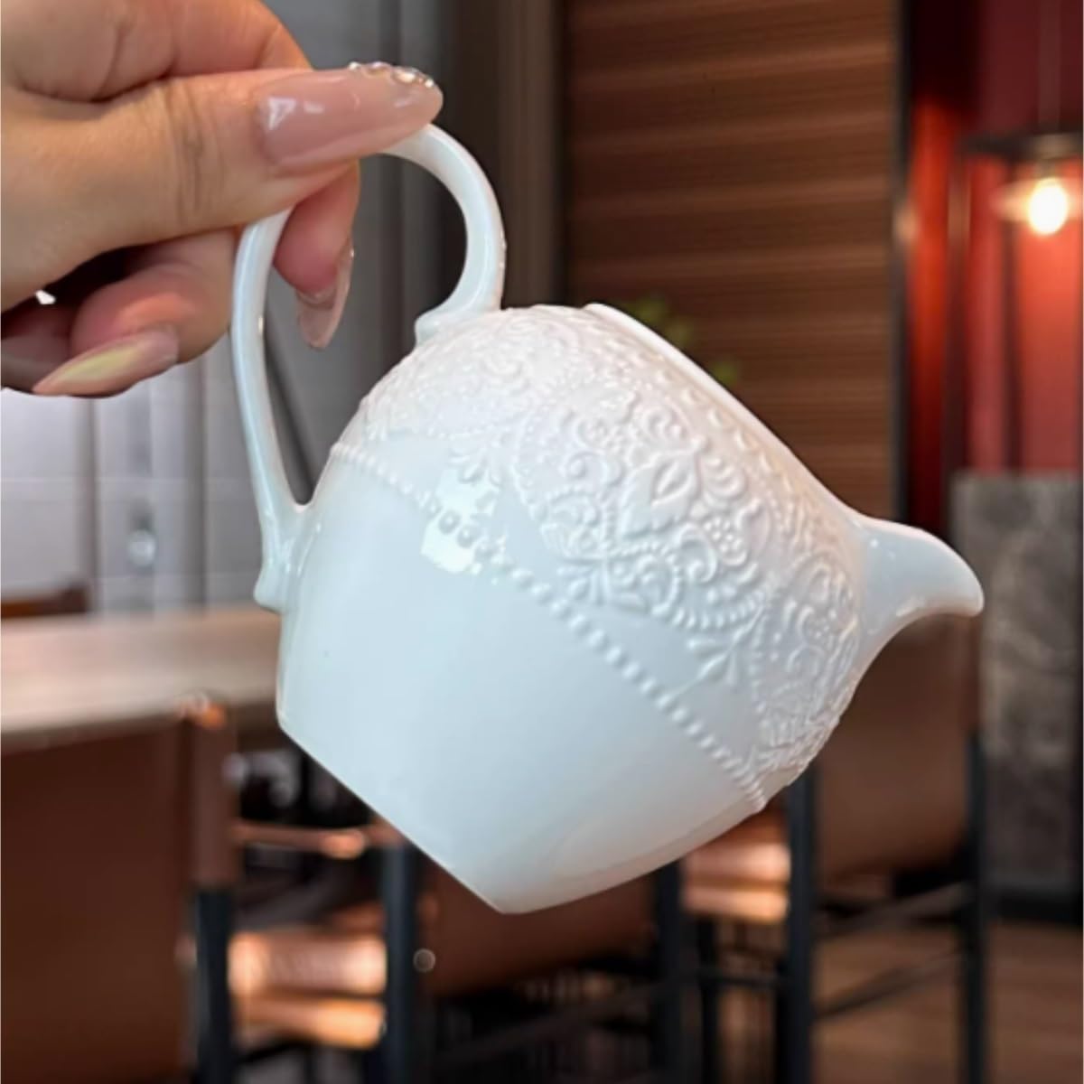 Sosjerka Retro Wzór Relief Ceramiczny Popołudniowa Herbata Kawa Mleko Dzbanek Kubek Do Mleka Sosjerka Porcelana Sosjerka
