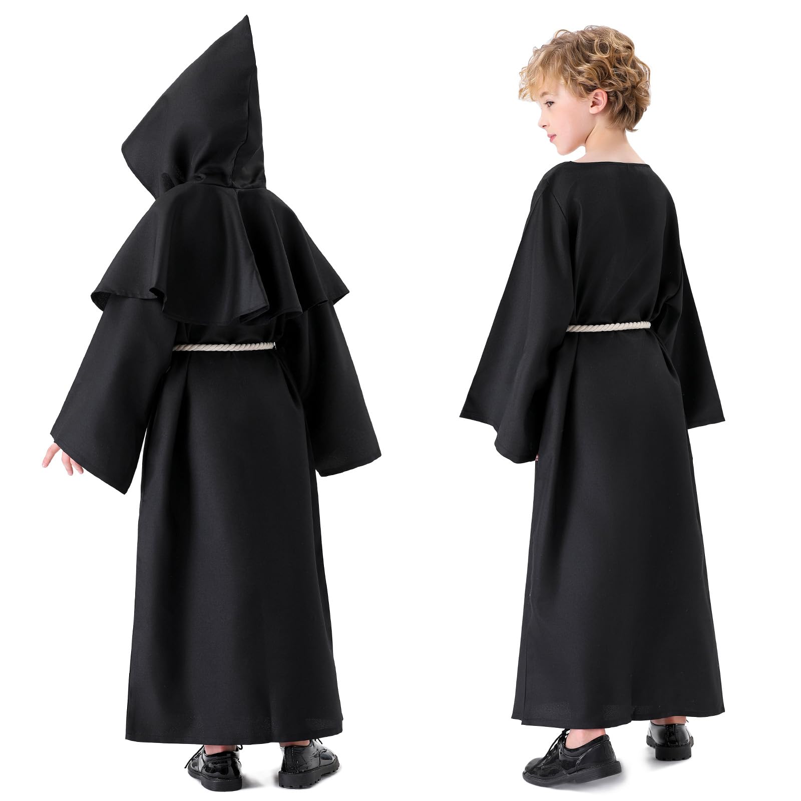 Banchif Costume Bambino Medievale Halloween Bambino Costume Monaco Sacerdote Accappatoio Costume di Carnevale da Bambino Con Cappuccio e Monaco Medievale