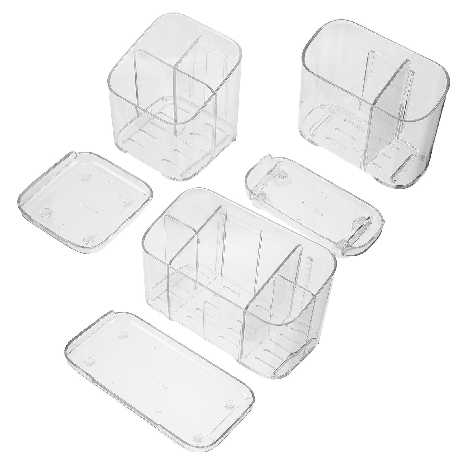 OUNONA 3 Piezas Soporte de Cepillos de Dientes de Pared Separador Extraíble, Organizador Multifuncional de Pet para Baño, Diseño Moderno y Ahorro de Espacio