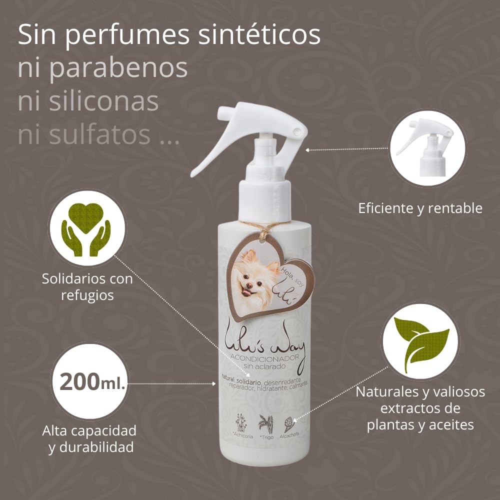 Lulu’s Way Acondicionador para Perros - Sin Aclarado - Natural - Desenreda Pelo Largo, Corto y Rizado - Piel Sensible Dermatitis - Hidrata, Suaviza y Mejora el Pelaje - para Todas Las Razas