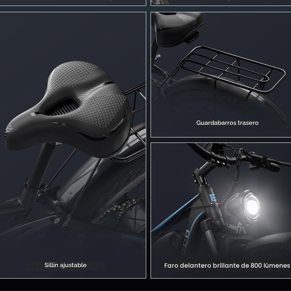 EB7PRO - Bicicleta eléctrica para adultos, motor dual, 52 V, 23 Ah, batería extraíble, frenos de disco hidráulicos, 7 velocidades, todo terreno, bicicleta de montaña eléctrica, bicicleta para