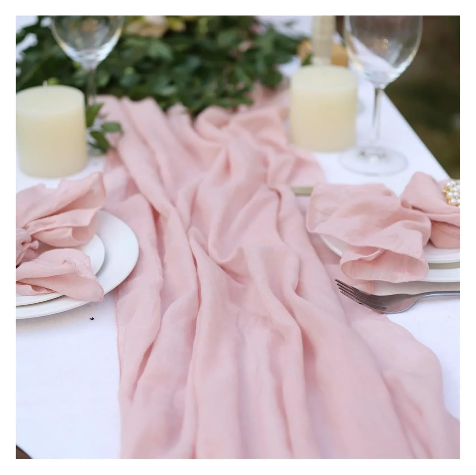 Cotton Table Napkins, Cheesecloth Voile Cotton Table Runner Multicolor Multiple Sizes(Pink,70X300cm)