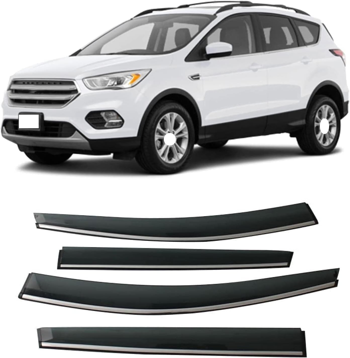 PANXUC Car Wind Deflectors for Ford Kuga Escape 2013-2019, Side Window Wind Rain Deflector Window Visor Sun Rain Guard Smoke Guards