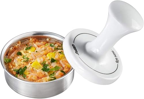 GEFU Prensa de hamburguesas para fiestas, juego de 2 piezas con diseño de chispa deslizante tamaño hamburguesas