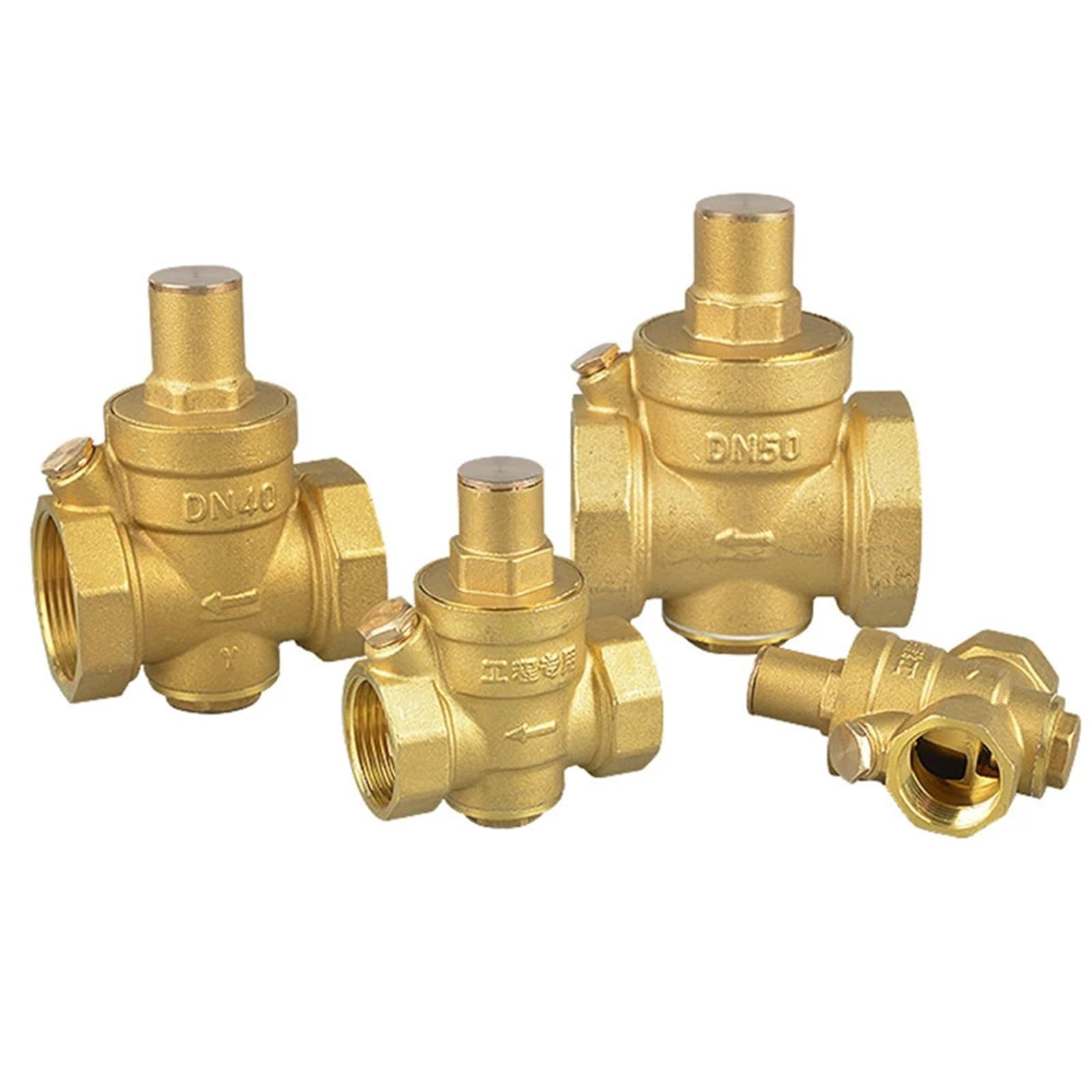 Soupape Réduction Pression Vanne de régulation pression en laiton, 1/2 ", 3/4", 1, 2", DN15, DN20, DN25, régulateur décharge réglable avec jauge(1-1/2")