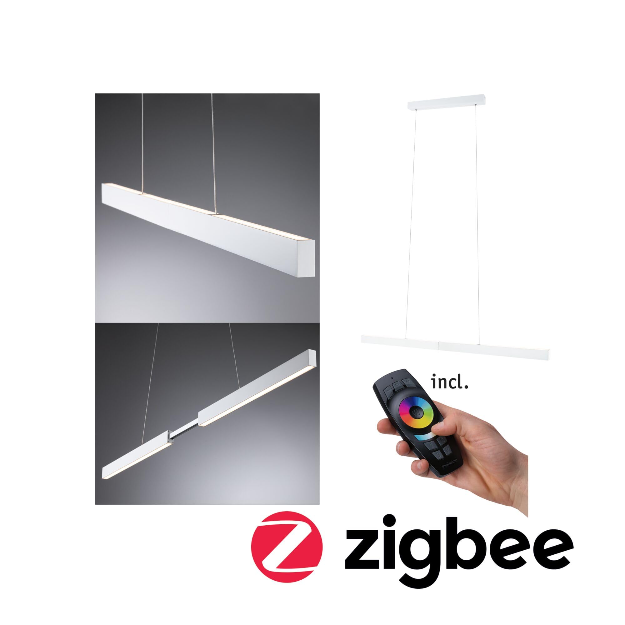 Paulmann 79889 Luminaria colgante LED Aptare, incl. 1x18/1x18W, reg., lámpara de techo, blanco mate, mateado, lámpara colgante, metal, péndulo, 2700K