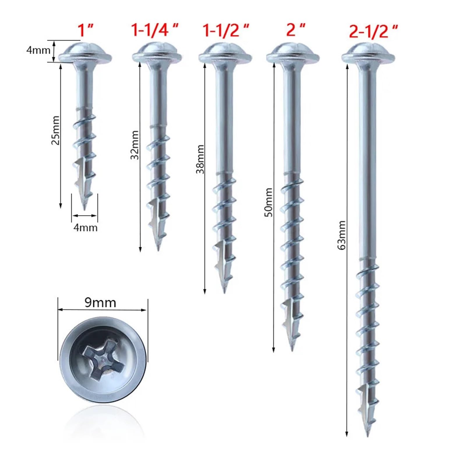 100 pezzi viti autofilettanti for foro obliquo antiruggine for la lavorazione del legno chiodi zincati ad alta resistenza for maschera for fori tascabili ST4-25/63mm(50mm)