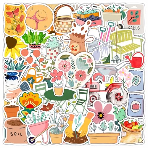 BulbaCraft 100Pcs Garden Stickers, Gardening Stickers for Scrapbooking, Garden Party Supplies, Planting Gardening Gifts for Girls, Gifts for Women & Men